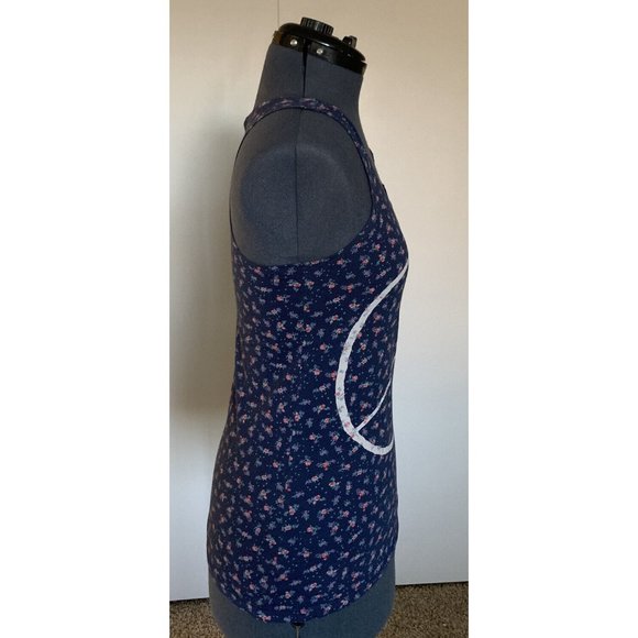 T Party Navy Floral Peace Sign Racerback Tank size S - Picture 2 of 9